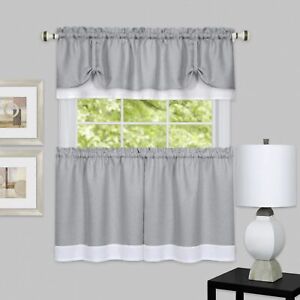 DARCY CURTAINS AND TUCKED VALANCE KITCHEN CURTAIN SET