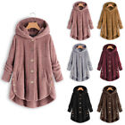 Winter Womens Button Casual Solid Single Breasted Long Sleeve Hoodies Coats US