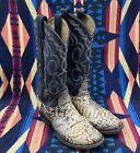 Vintage Tony Lama Black Tan Snakeskin Cowboy Boots Black Label Lusky’s 9B Womens