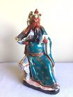 Vintage Chinese Red Face Guan Yu Gong Warrior Hand Painted Porcelain Figurine