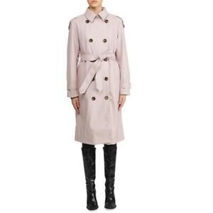 Badgley Mischka Women's Vegan Leather Mid-Length Double Breasted Trench Coat