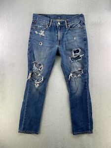 Levis 511 Mens Size 32x30 Dark Wash Slim Fit Distressed Ripped Straight Jeans