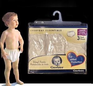 Pack of 3 Gerber vinyl pants plastic diaper cover shorts baby toddler XL 31-36lb