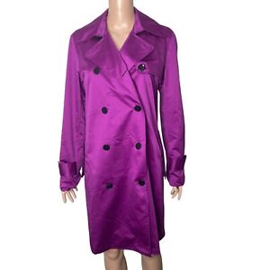 Lauren Ralph Lauren Trench Coat Womens Medium Purple Satin Feel