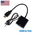 HDMI Male to VGA Female Adapter Converter 1080P With Audio Cable PC Monitor TV