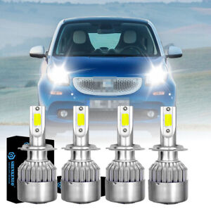 4X Combo Car LED Headlight Bulbs Kit H7 High Low Beam For Smart Fortwo 2008-2015 (For: More than one vehicle)