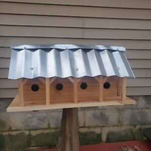 Cedar Bird House Purple Martin Mulit Unit Metal Roof Removable back Hand Made