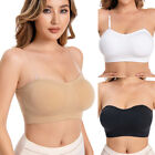 Women Padded Bandeau Bra Wireless Comfort Seamless Tube Top with Invisible Strap