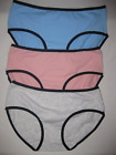 3pk Contrast trim bikini panties S pastel blue/pastel pink/heather gray kawaii