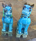 vintage pair of foo dogs from Andrea by Sadek Japan blue numbered w foil sticker