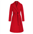 Grace Karin Red Double Breasted Trench Coat Midi Size 2XL NWT