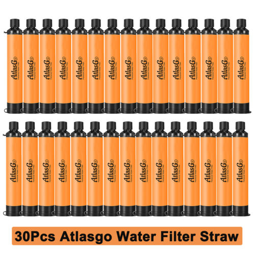 Water Filter Straw Outdoor Purifier F Group Camping Emergency Survival, 3-30PACK