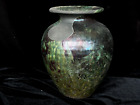 Vintage Large Raku Iridescent Art Pottery Vase Signed 7.5