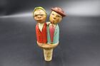 Anri Kissing Couple Hand Carved Wood Mechanical Bottle Stopper Cortina Italy