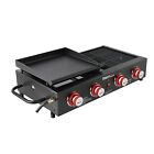 Royal Gourmet Portable Tabletop Gas Grill Griddle Combo 4-Burner Outdoor Cooking