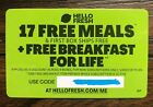 New ListingHELLO FRESH Gift Card Voucher Coupon FREE 16 MEALS + Breakfast Item for Life