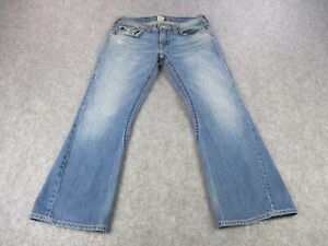True Religion Jeans Men 34 Blue Joey Big T Boot Flare Flap Pockets Baggy Y2K USA