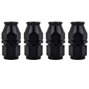 4pcs PTFE Hose End Fittings 6AN 8AN 10AN 0° Degree Fits PTFE Hose Only Black