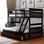 Twin over Full Wood Bunk Bed with Two Drawers, Can Be Converted Into 2 Beds