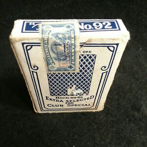 NOS UNBROKEN REVENUE TAX STAMP BEE No. 92 Club Special Playing Cards Back No. 67