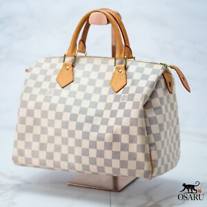 Louis Vuitton Speedy 30 Damier Azur Beige Authentic LV Handbag Used N41533