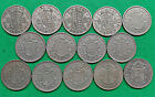 Lot of 14 Different Old British 1/2 Crown Coins 1947-1967 Vintage World Foreign
