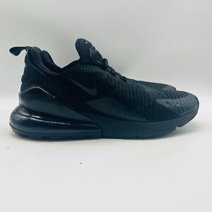 Nike Air Max 270 Mens 9.5 Triple Black Blackout Sneakers Athletic Trainers Shoes