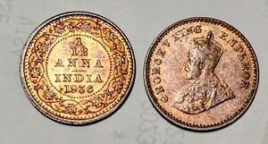 India 1936  112 Anna Copoer Coin King George VI
