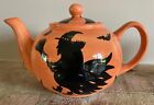 Gates Ware by Laurie Gates Halloween Witch Bats Teapot Orange