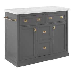 Crosley Furniture Claire Modern Wood Kitchen Island with Storage in Gray/White