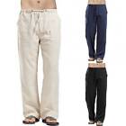 Mens Summer Beach Loose Cotton Linen Pants Yoga Drawstring Elasticated Trousers