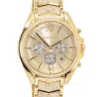 Michael Kors Oversized Whitney Womens Glitz Watch Gold Dial Chrono Pave Crystals