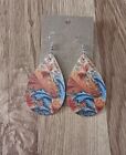 Womens Light Weight Faux Leather Dangle Earrings Design Both Sides