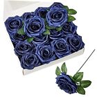 New ListingArtificial Flowers Fake Rose Silk Rose 16 Pcs Real Looking Fake Navy Blue