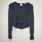 Cabi Crop Prep Pullover Sweater Hi Low Knit Ribbed Long Sleeve S 3525 black knit