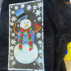 Signed Fused Glass plate by William McGrath Rectangular Snowman w/ Cardinal