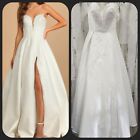 LULUS LUXE BRIDAL Size 8 Now and Always White Beaded Embroidered Strapless Gown
