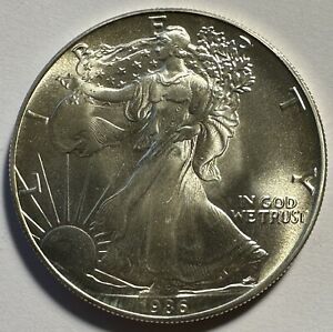 1986 Silver Eagle, 1oz.   0.999 Pure Silver!!   Gem BU!! - (D102)