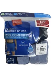 Hanes Mens 2-Pack Small Tagless Lightweight Mesh Boxer Briefs 28-30” New