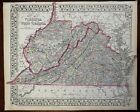 Virginia & West Virginia Appalachia Richmond Charleston 1872 Mitchell map