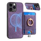 Fr iPhone 15 14 13 12 11 Pro Max XR Mag Safe Case with Card Wallet Ring Stand