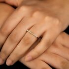 14k Solid Yellow Gold Lab Grown Diamond Thin Bar Minimalist Stack Wedding Ring