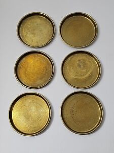 Lot Set 6 Small Vintage Brass 4 1/4” ~ Dishes ~ Coasters