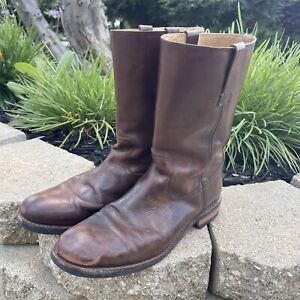 FRYE Tall Riding Cowboy Boots Brown Leather Sz 12 D Mens