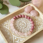 Natural Rose Quartz Rhodonite 8mm Beads Crystal Beaded Stretch Bracelet Healing