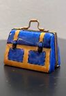 New ListingVintage Peint Main Limoges Blue Luggage Satchel Bag Hinged Trinket Box Excellent