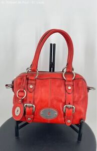 Vintage 1954 Fossil Maddox Red Satchel Pebble leather Hand Bag - Size Small-