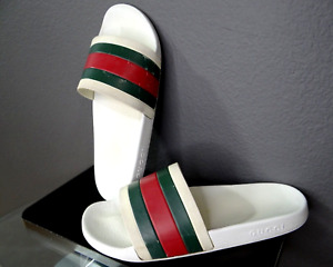 Gucci Men's White Rubber Slides Sandals Size 13 G --USED--