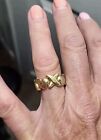 Hearts and Kisses Ring 14K tri  color  Gold Women Size 8