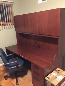 computer desk with hutch and drawers and study light